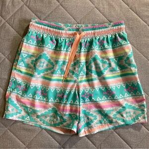 chubbies Teal Pink Peach Patterned Men's Swim Trunks